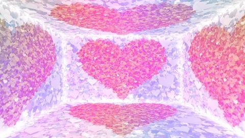 Glitter Room background 3D illustration Violet Heart 3 07 Illustrazione stock
