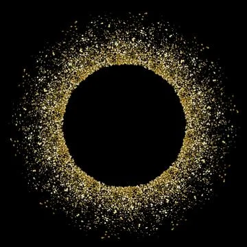Glitter round frame with copy space. Gold blank ring border. Christmas confet Stock Illustration