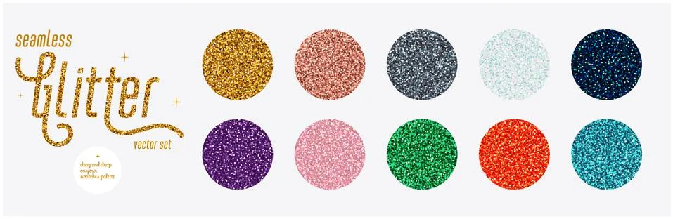 Glitter seamless pattern set, Shiny seamless colorful backgrounds with shimmer Stock Illustration