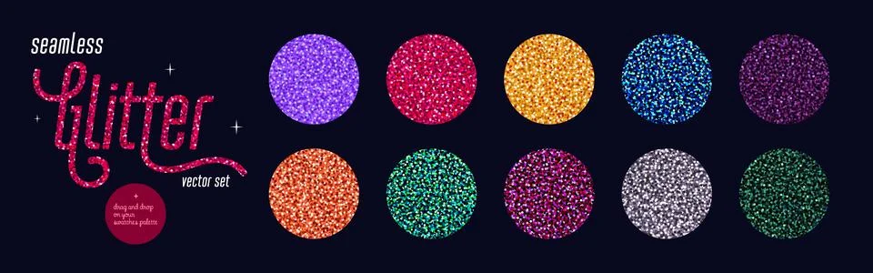Glitter seamless pattern set, Shiny seamless colorful backgrounds with shimmer イラスト素材