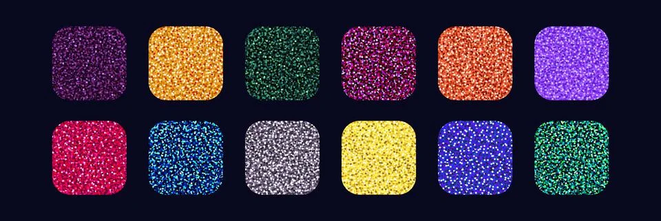 Glitter seamless pattern set, Shiny seamless colorful backgrounds with shimmer 스톡 일러스트