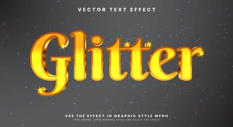 Glitter shiny 3d editable text effect Template Stock Illustration