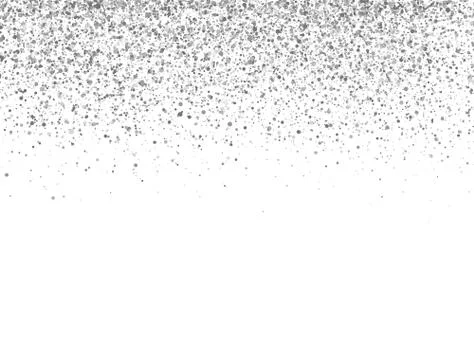 Glitter silver banner with space for text. Gray sparkles and dust on white ba Stock Illustration