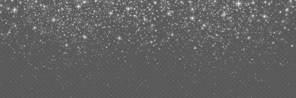 Glitter silver falling. Bright dust sparkles on transparent background. Magic Stock-Illustration