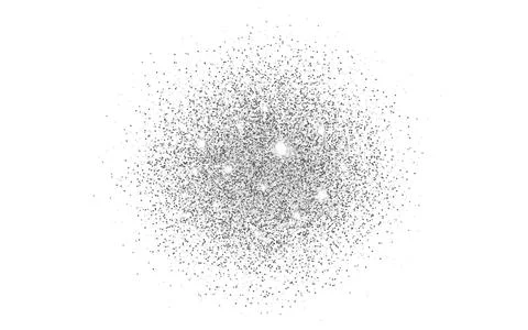 Glitter silver. Shining circle with flares. Round confetti dots. Rich poste.. Stock Illustration