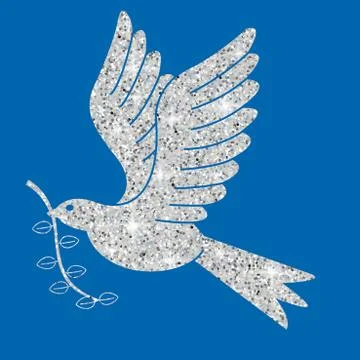 Glitter simple Christmas dove in vector format. Stock Illustration