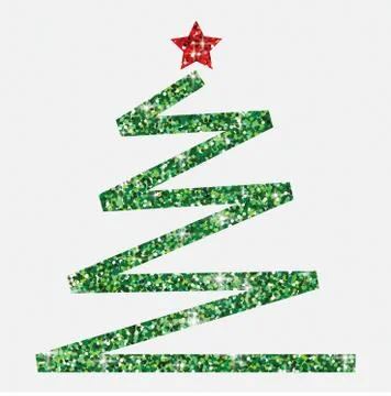Glitter simple Christmas tree in vector format. 스톡 일러스트