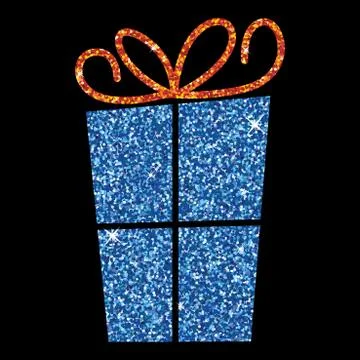 Glitter simple gift box with bow in vector format. 스톡 일러스트