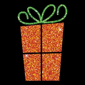 Glitter simple gift box with bow in vector format. 스톡 일러스트