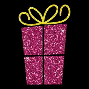 Glitter simple gift box with bow in vector format. Stock Illustration