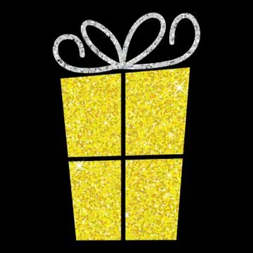 Glitter simple gift box with bow in vector format. 스톡 일러스트