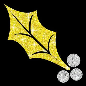 Glitter simple holly leaf in vector format. Illustrazione stock