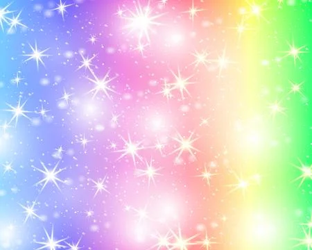 Glitter star rainbow background. Starry sky in pastel color. Mermaid pattern. Stock Illustration