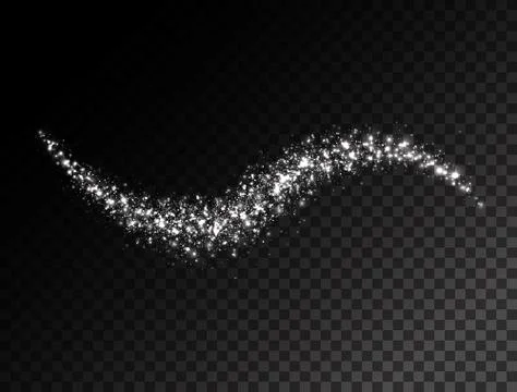 Glitter stream of sparkles on transparent background. Glowing burst effect. S Stock Illustration