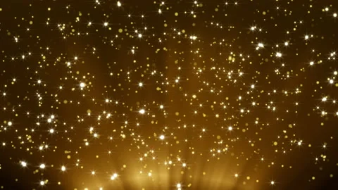 Glitter vintage bokeh lights rising particle rain dark and gold abstract back Stock Footage 130566176