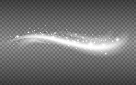 Glitter wave silver. Luxury element with white stardust. Glowing light effect Stock Illustration