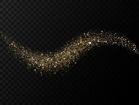 Glitter wave on transparent background. Gold sparkling glitter trail. Magic s Stock Illustration