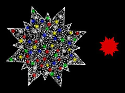 Glitter Web Network Multi Pointed Star Icon Stock Illustration