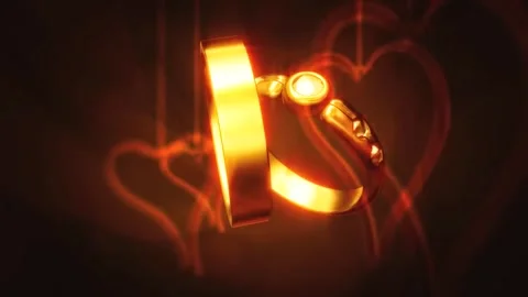 Glitter wedding ring with red heart animation Stock Footage 255028694