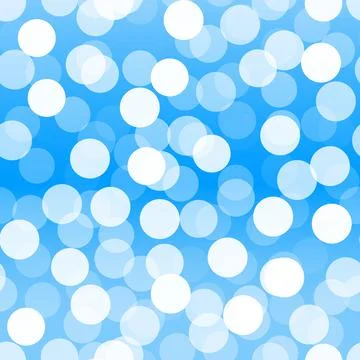 Glitter white circles on blue background. Bokeh effect, vector illustration. Stock Illustration