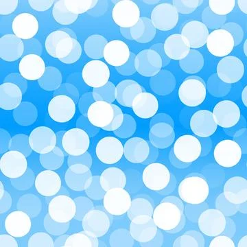 Glitter white circles on blue background. Bokeh effect, vector illustration. Stock Illustration
