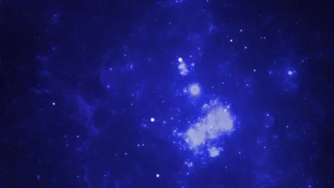 Glitter white lights particles falling blue sky Stock Footage 259262498