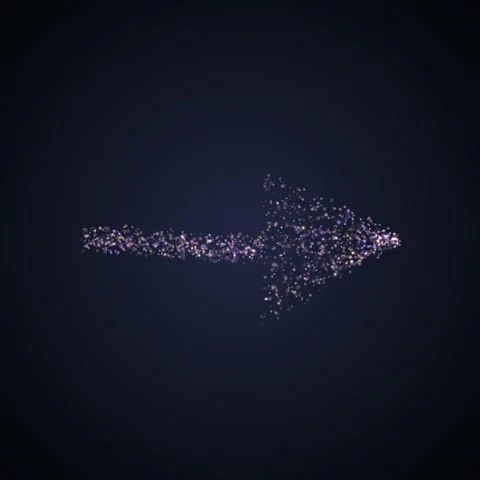 Glittering Arrow Pointer Made of Particles Pointing Right on Dark Background Stock Footage 348230220