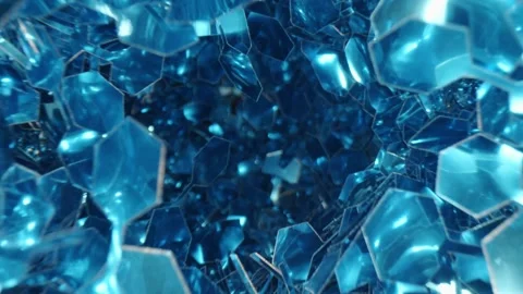 Glittering Blue Hexagonal Sequins Moving in a Macro Tunnel Perspective 库存影片 331100779