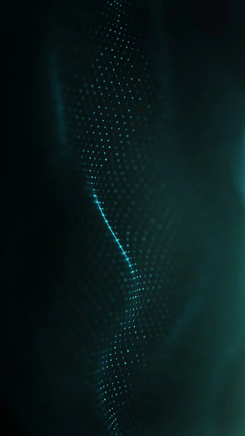 Glittering blue particles flowing in dark abstract network background Stock Footage 294259037