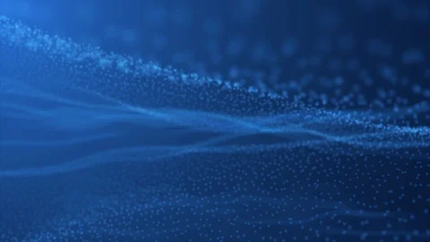 Glittering blue small particle waves background. Amazing blue dust animation Vidéo 100543776