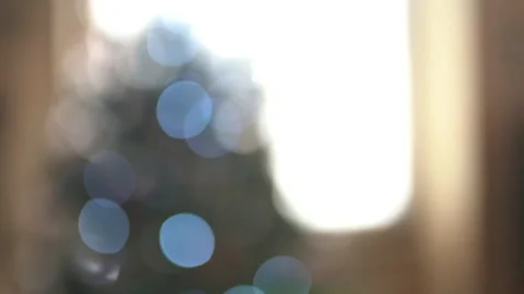 Glittering blue soft-focus lights flashing, blurred glittering Christmas tree Stock Footage 163358566