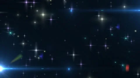 Glittering blue starfield background featuring dynamic light flares moving Видео 344712997