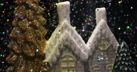 Glittering colored particles flying inside the new year glass ball. Video stock 168181599