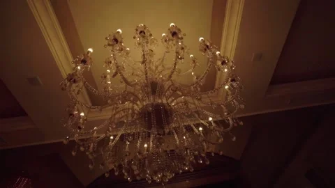 Glittering crystal chandelier 스톡 동영상 156834367