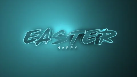Glittering Easter wishes vibrant blue neon Happy Easter shines 库存影片 265838717