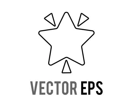 Glittering flashes of sparkles, glowing star black line icon with stylized .. Stock Illustration