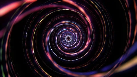 Glittering glowing neon light vortex loop futuristic tunnel Stock Footage 151810472