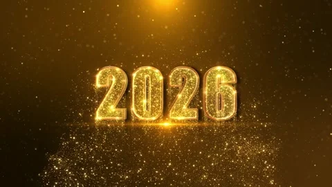 Glittering gold Class 2026 text black background sparkling effects. graduation Stock Footage 320767627