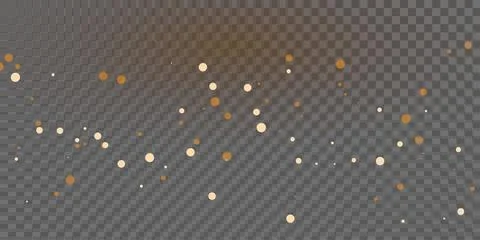 Glittering gold particles on transparent background, scattered sparkles Stock Illustration