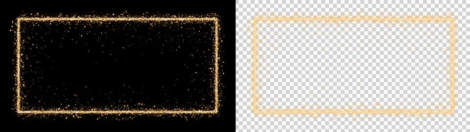 Glittering Gold Sparkle Border Frame with Shimmering Luxury Festive Glowing Part Stock Illustration