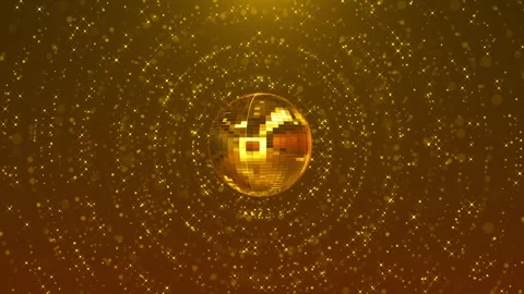 Glittering Golden Disco Sphere for Night Party Background Stock Footage 341346166