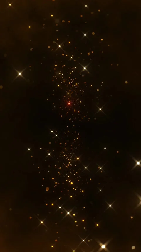 Glittering golden particles dancing in dark cosmic backdrop Stock Footage 294998124