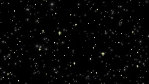 Glittering golden particles floating through deep dark space background for Video stock 345330398