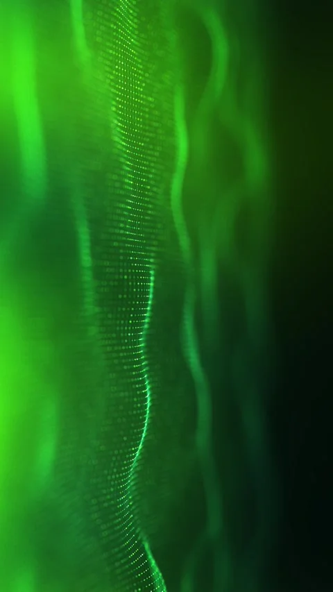 Glittering green particles flowing in abstract wave patterns Stock Footage 294258678