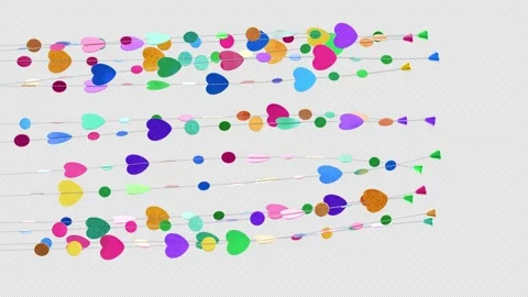 Glittering Heart Curtain String Sequence Stock Footage 263236592