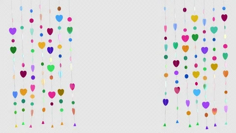 Glittering Heart Curtain Strings On Alpha Stock Footage 263070130