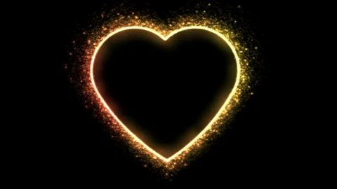 Glittering Heart Shape Animation - Loop Golden Yellow Stock Footage 84785236