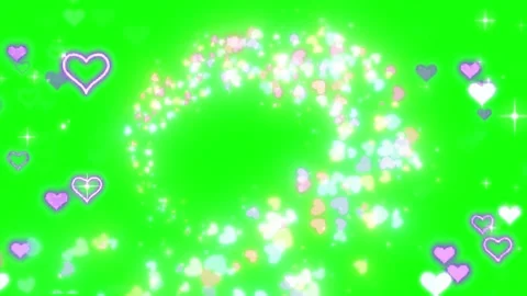 Glittering hearts float on green background with sparkles Stock-Footage 337533543