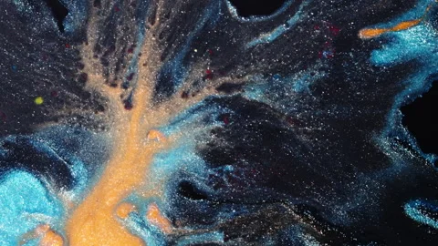 Glittering Ink River Branching Through Cosmic Abstract Pattern Stockbeeldmateriaal 346604714