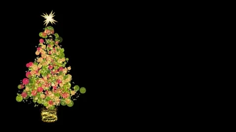Glittering Light Christmas Tree on Black Background Seamless Loop Stock Footage 319815099